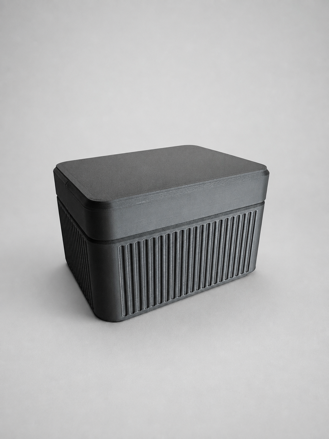 Closed black 12-vial Lone Mountain 3D storage case
