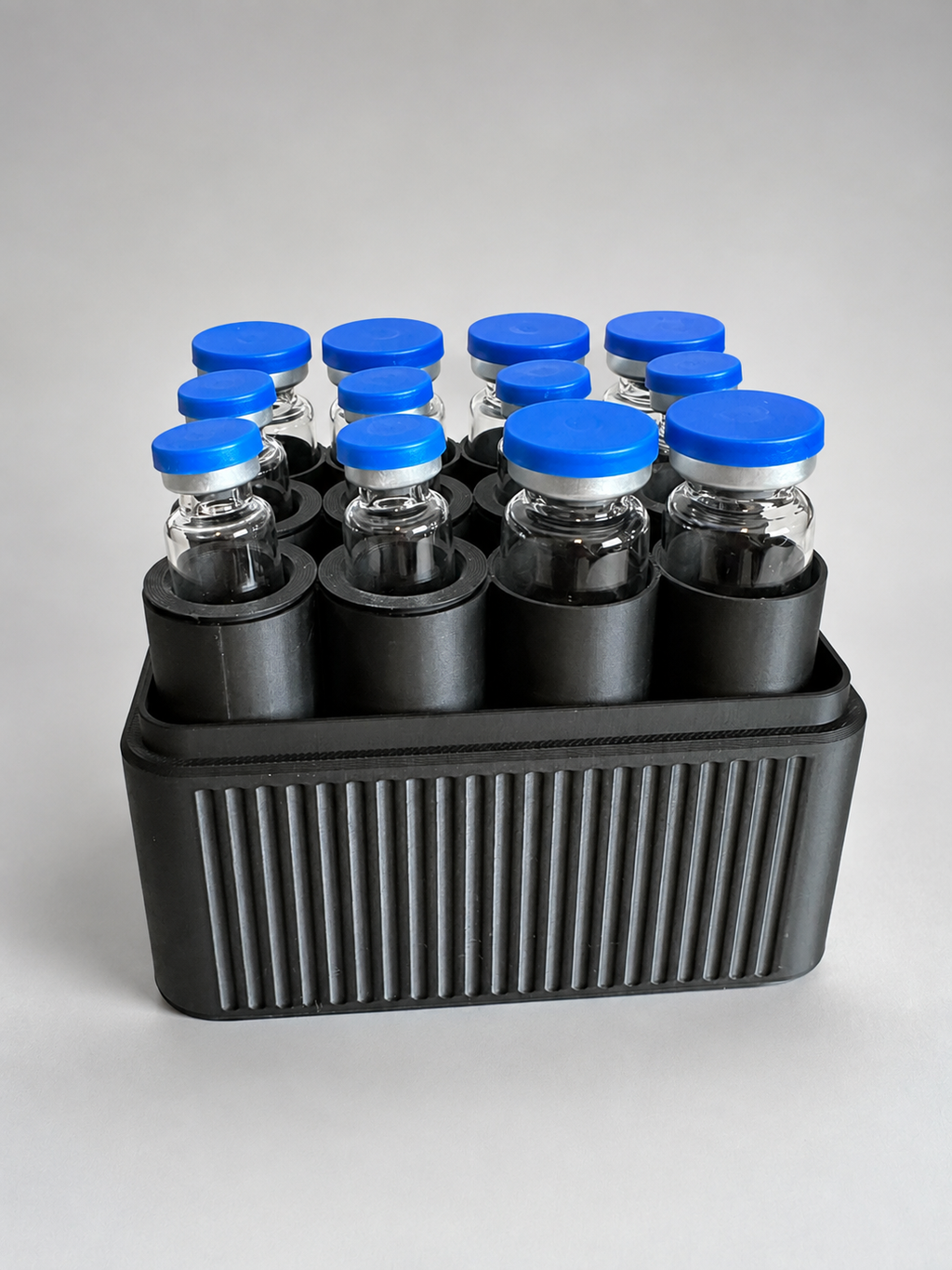 Open 12-vial Lone Mountain 3D storage case showing base and tray