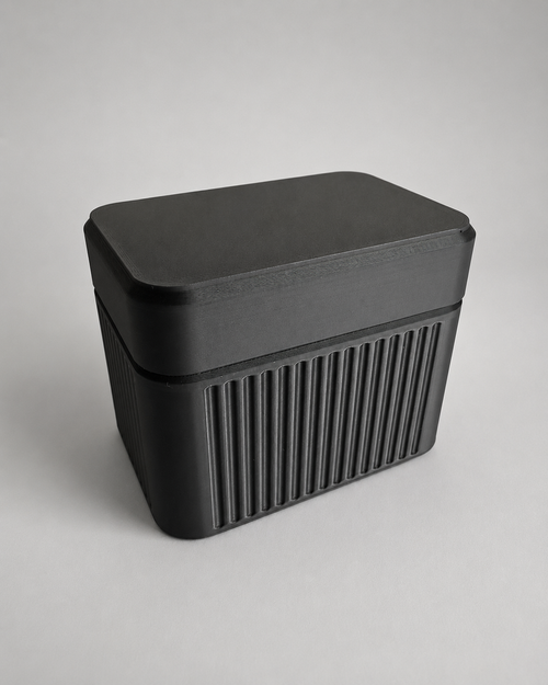 Closed black 6-vial Lone Mountain 3D storage case