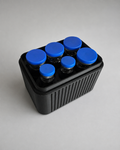 Open 6-vial Lone Mountain 3D storage case showing base and tray