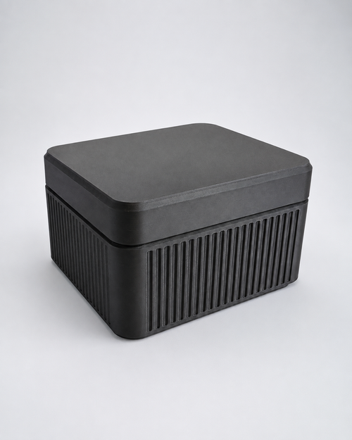 Closed black 8-vial plus large-bottle Lone Mountain 3D storage case